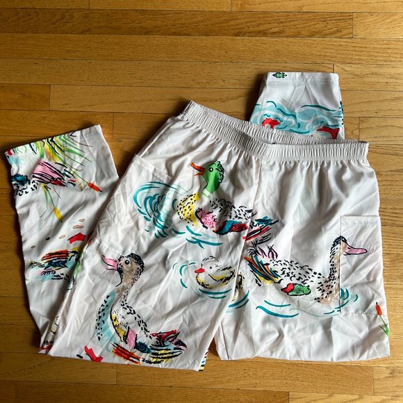 Briteneye XL New Women's Vintage Animal Duck Print Casual Pants - Picture 1 of 9